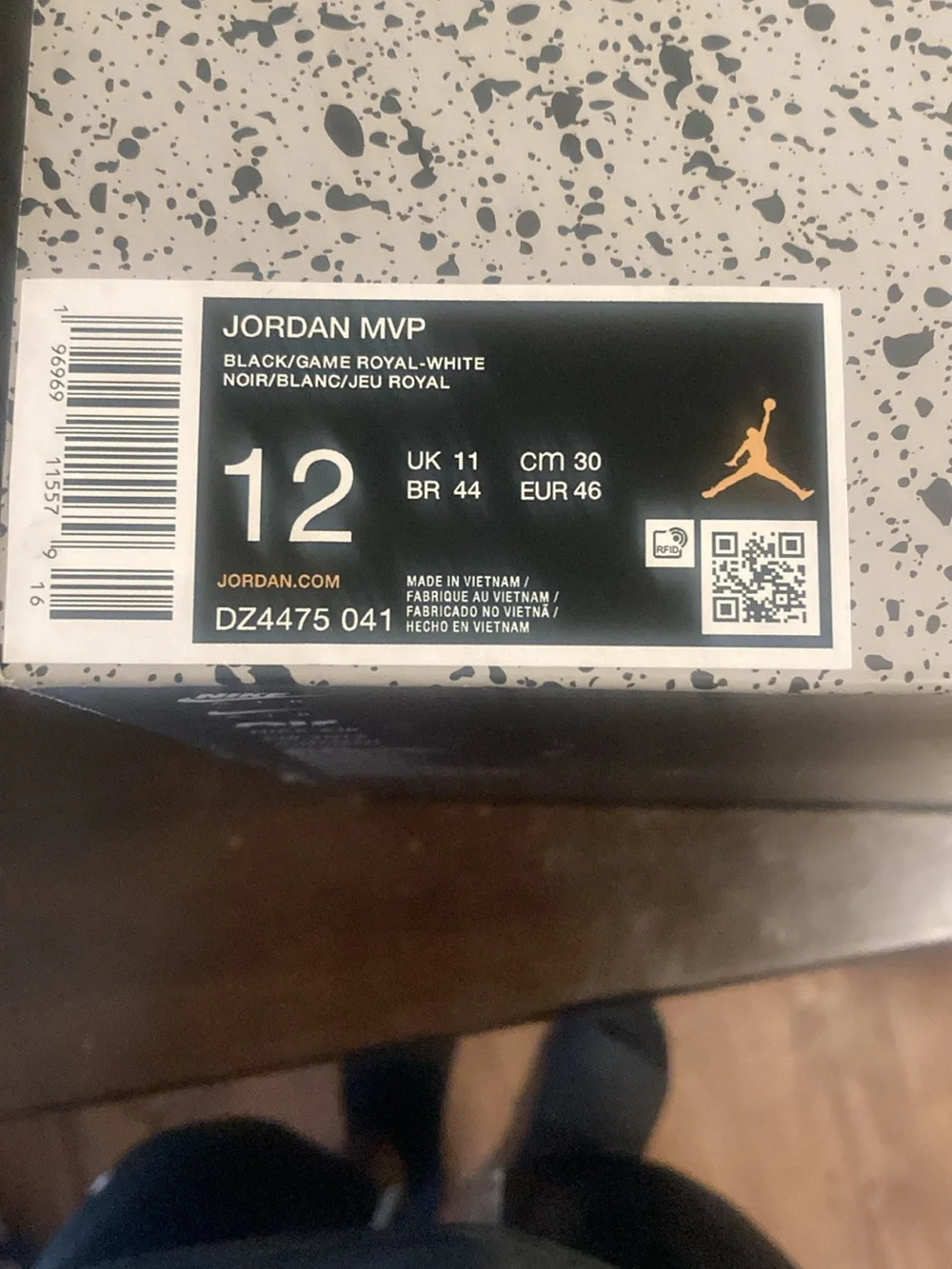 Jordan MVP Box Label - Black / Game Royal / White with Gold Jumpman